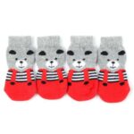 Factory Price 4pcs Pet Small Dog Warm Soft Socks Anti Slip Cotton Knit Socks Skid Bottom